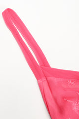 Recess Los Angeles Designer Consignment Vintage Ghost Hot Pink 90s Minimal Embroidered Slip Dress & Shawl