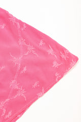 Recess Los Angeles Designer Consignment Vintage Ghost Hot Pink 90s Minimal Embroidered Slip Dress & Shawl