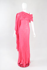 Recess Los Angeles Designer Consignment Vintage Ghost Hot Pink 90s Minimal Embroidered Slip Dress & Shawl
