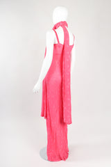 Recess Los Angeles Designer Consignment Vintage Ghost Hot Pink 90s Minimal Embroidered Slip Dress & Shawl