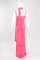 Recess Los Angeles Designer Consignment Vintage Ghost Hot Pink 90s Minimal Embroidered Slip Dress & Shawl