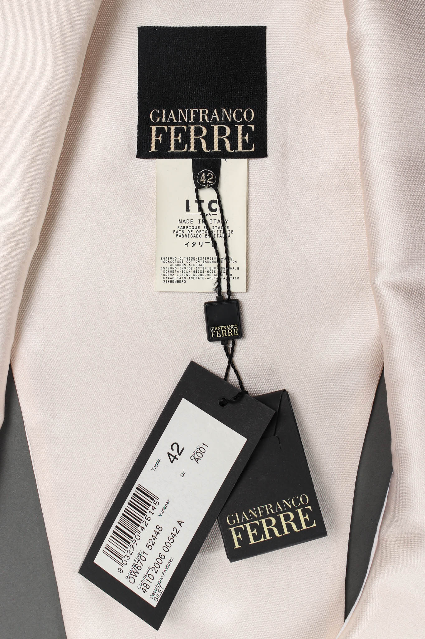 Vintage Gianfranco Ferre Silk Tuxedo Vest tags @ Recess Los Angeles