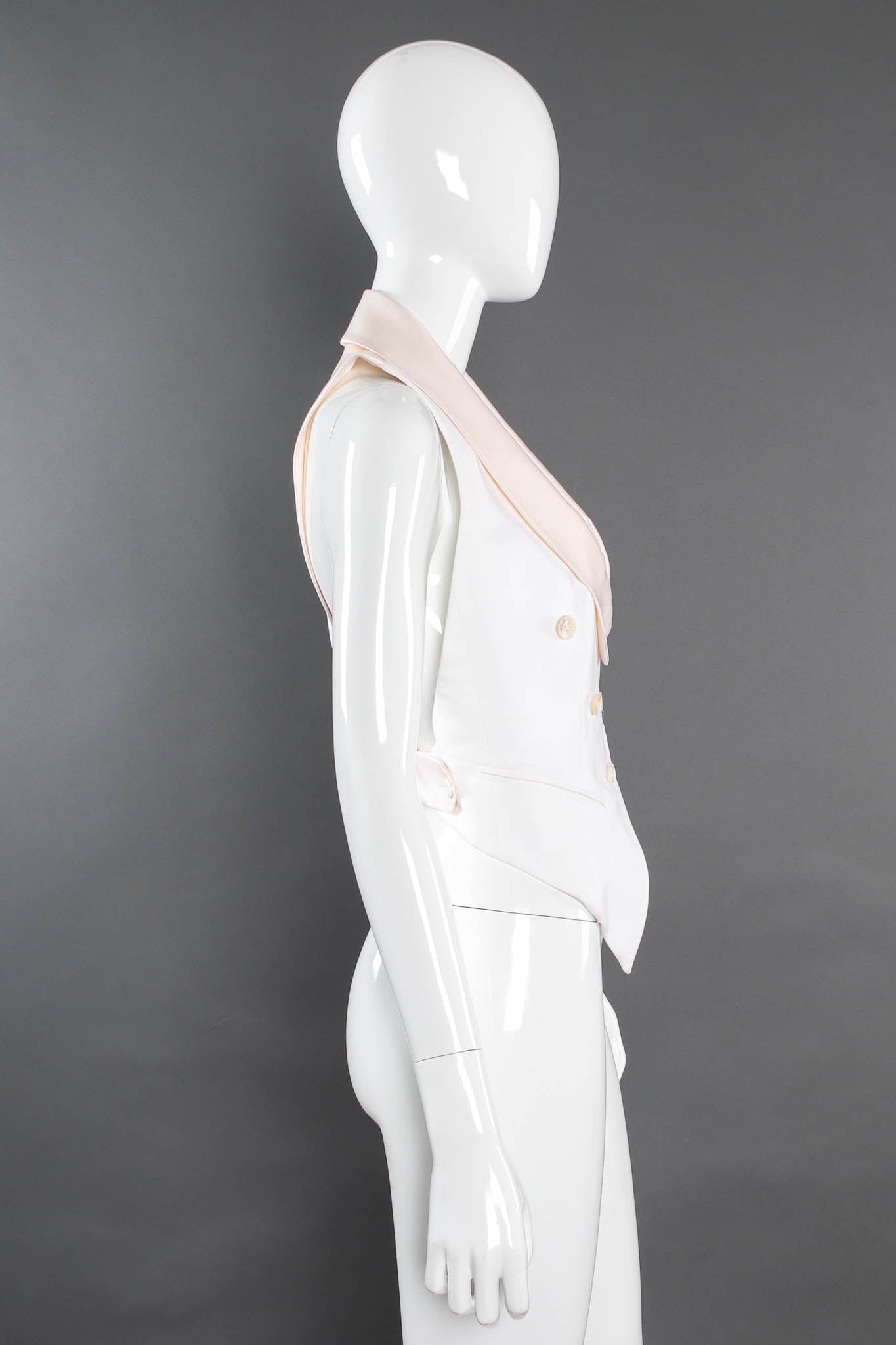 Vintage Gianfranco Ferre Silk Tuxedo Vest mannequin side @ Recess Los Angeles