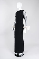 Recess Los Angeles Vintage Gianfranco Ferre Ruffle Cuff Hi Slit Sheath Gown