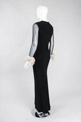 Recess Los Angeles Vintage Gianfranco Ferre Ruffle Cuff Hi Slit Sheath Gown