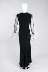 Recess Los Angeles Vintage Gianfranco Ferre Ruffle Cuff Hi Slit Sheath Gown