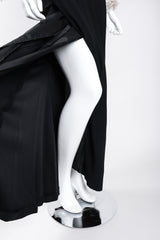 Recess Los Angeles Vintage Gianfranco Ferre Ruffle Cuff Hi Slit Sheath Gown