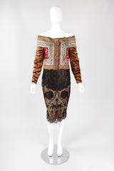 Recess Los Angeles Vintage Gianfranco Ferre Off-The-Shoulder Tiger Fur Brocade Top