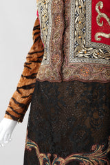 Recess Los Angeles Vintage Gianfranco Off-The-Shoulder Ferre Tiger Fur Brocade Top