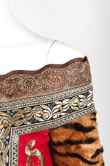 Recess Los Angeles Vintage Gianfranco Ferre Off-The-Shoulder Tiger Fur Brocade Top