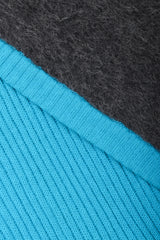 Recess Los Angeles Vintage Giancfranco Ferre Avant Garde Wrap Turquoise Short Jacket Hood Front Slit Leather Ties Fuzzy Lining Inner Quilting Puffy