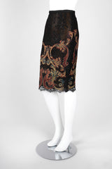 Recess Los Angeles Vintage Gianfranco Ferre Baroque Metallic Embroidered Lace Skirt