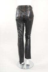 Recess Designer Consignment Vintage Gianfranco Ferre Contrast Stitch Leather Jean Los Angeles Resale