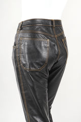 Recess Designer Consignment Vintage Gianfranco Ferre Contrast Stitch Leather Jean Los Angeles Resale