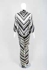 Vintage Gianfranco Ferre Leather Chevron Zebra Jacket & Pant Suit Set on Mannequin Back