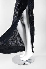 Recess Los Angeles Vintage Gianfranco Ferre Midnight Mini Sequin Chiffon Skirt