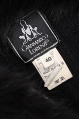 Recess Los Angeles Vintage Gianmarco Lorenzi Ribbed Long Black Knit Coat Snakeskin Strips Fox Fur Collar Shoulder Pads Drop Hem