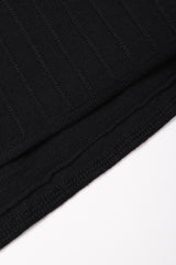 Recess Los Angeles Vintage Gianmarco Lorenzi Ribbed Long Black Knit Coat Snakeskin Strips Fox Fur Collar Shoulder Pads Drop Hem