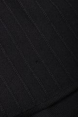 Recess Los Angeles Vintage Gianmarco Lorenzi Ribbed Long Black Knit Coat Snakeskin Strips Fox Fur Collar Shoulder Pads Drop Hem