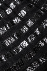 Recess Los Angeles Vintage Gianmarco Lorenzi Ribbed Long Black Knit Coat Snakeskin Strips Fox Fur Collar Shoulder Pads Drop Hem