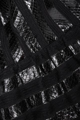 Recess Los Angeles Vintage Gianmarco Lorenzi Ribbed Long Black Knit Coat Snakeskin Strips Fox Fur Collar Shoulder Pads Drop Hem