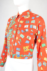 Recess Designer Consignment Vintage Gianni Versace Baroque Flag Print Twill Jean Jacket Los Angeles Resale