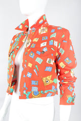 Recess Designer Consignment Vintage Gianni Versace Baroque Flag Print Twill Jean Jacket Los Angeles Resale