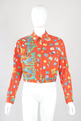 Recess Designer Consignment Vintage Gianni Versace Baroque Flag Print Twill Jean Jacket Los Angeles Resale