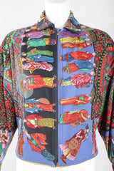 Recess Los Angeles Designer Consignment Vintage Gianni Versace Asian Peacock Print Harrington Jacket