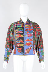 Recess Los Angeles Designer Consignment Vintage Gianni Versace Asian Peacock Print Harrington Jacket
