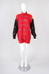 Recess Los Angeles Vintage Gianni Versace 90s Mens Colorblock Brocade Rose Shirt