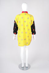 Recess Los Angeles Vintage Gianni Versace 90s Mens Colorblock Brocade Rose Shirt
