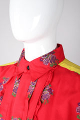 Recess Los Angeles Vintage Gianni Versace 90s Mens Colorblock Brocade Rose Shirt
