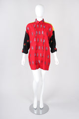 Recess Los Angeles Vintage Gianni Versace 90s Mens Colorblock Brocade Rose Shirt