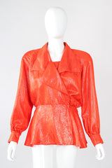 Recess Designer Consignment Vintage Gillian Metallic Lamé Trench Top Los Angeles Resale