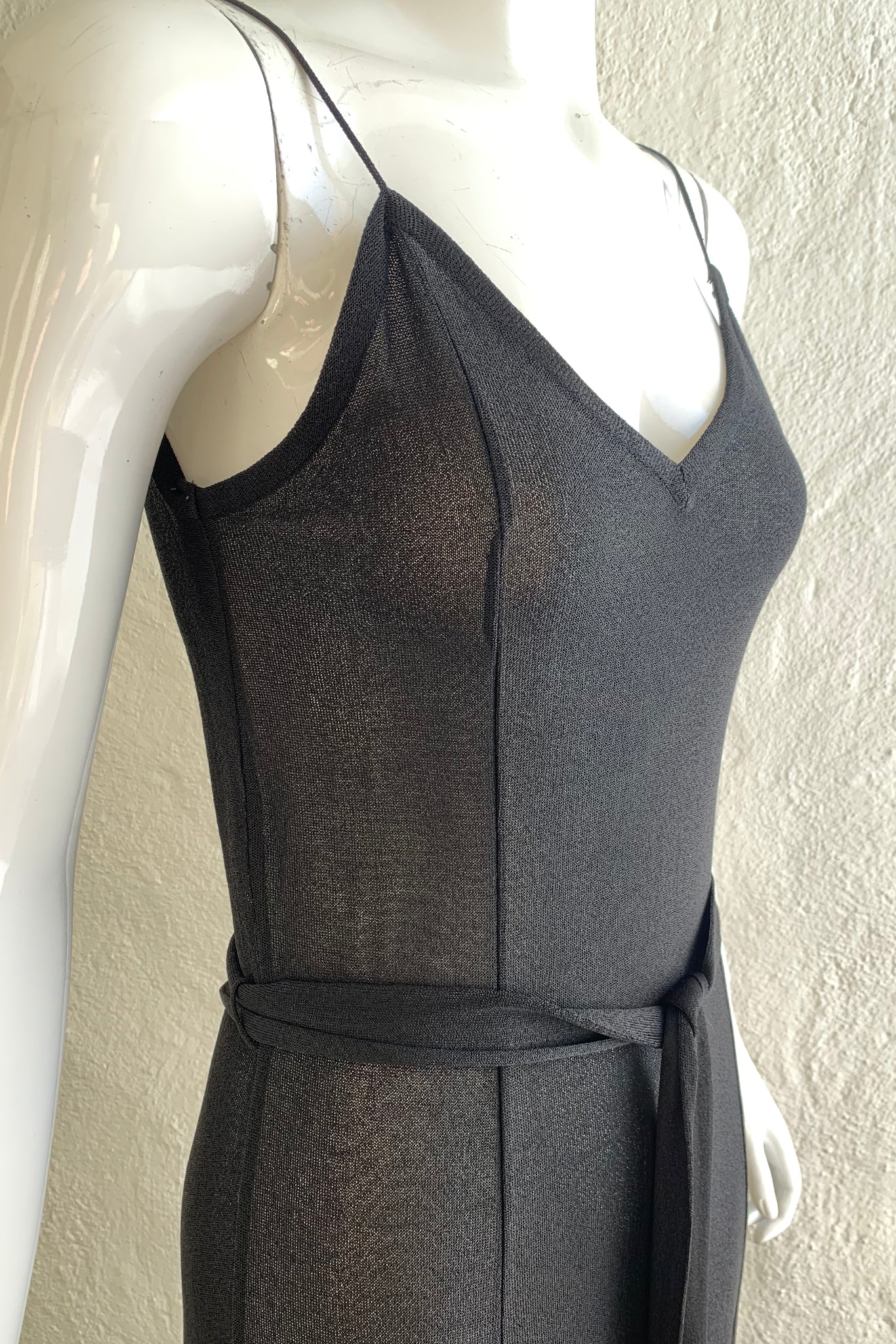 Vintage Gino Paoli Sheer Jersey Belted Slip Dress on Mannequin angle bust at Recess Los Angeles