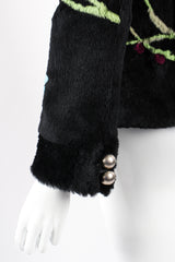 Vintage Giorgio Armani Floral Fur Jacket on Mannequin sleeve cuffs at Recess Los Angeles