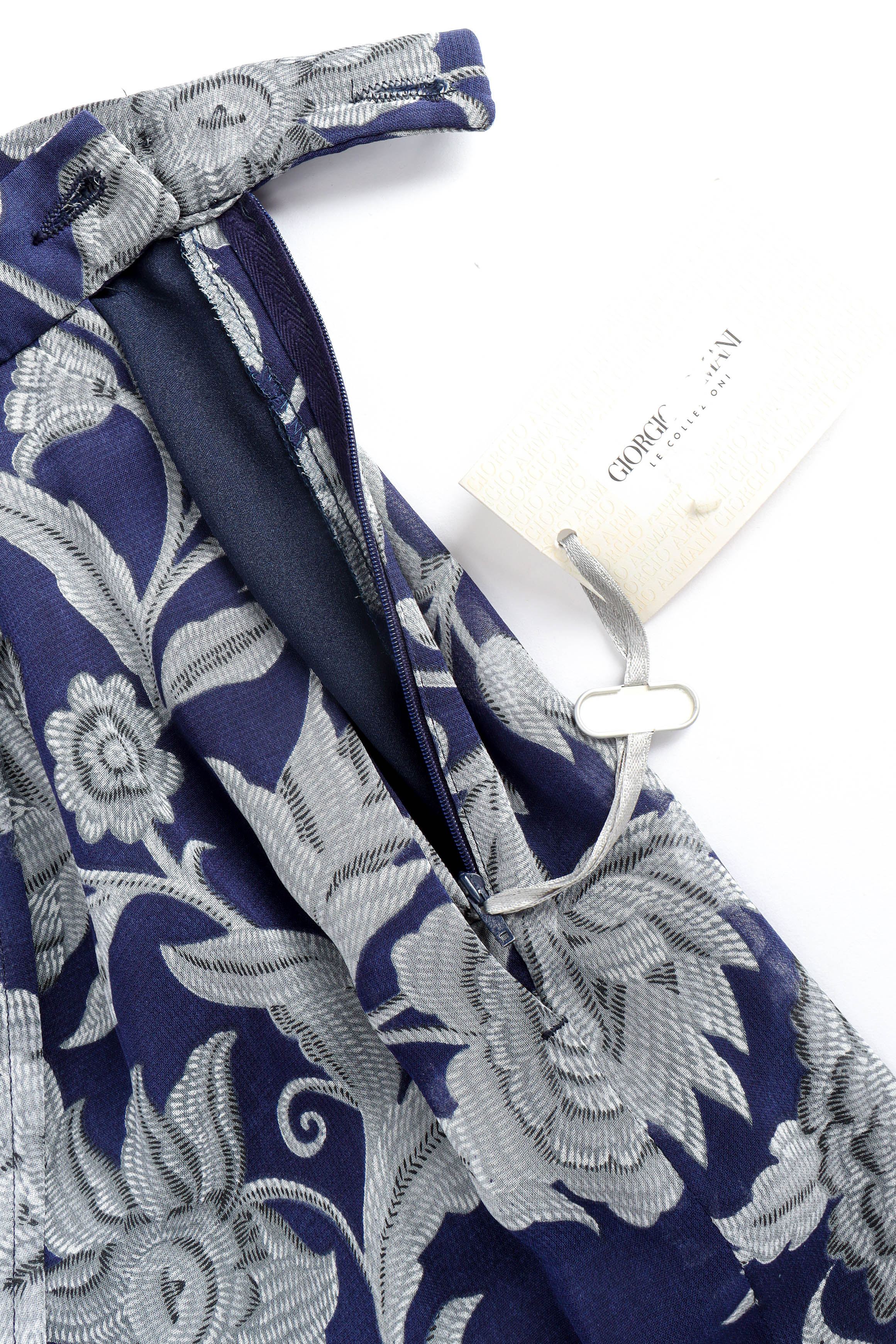 Vintage Giorgio Armani Floral Drape Pant zipper and original tags @ Recess LA