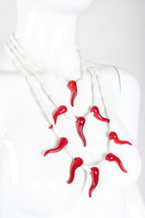 Recess Los Angeles Designer Consignment Vintage Giorgio Armani Layered Hot Chili Pepper Cornicello Cornetto Amulet Necklace