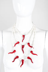 Recess Los Angeles Designer Consignment Vintage Giorgio Armani Layered Hot Chili Pepper Cornicello Cornetto Amulet Necklace