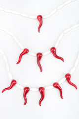 Recess Los Angeles Designer Consignment Vintage Giorgio Armani Layered Hot Chili Pepper Cornicello Cornetto Amulet Necklace