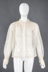Recess Los Angeles Vintage Giorgio Sant'Angelo Bead Fringe Mesh Lace Blouse