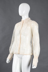 Recess Los Angeles Vintage Giorgio Sant'Angelo Bead Fringe Mesh Lace Blouse