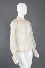 Recess Los Angeles Vintage Giorgio Sant'Angelo Bead Fringe Mesh Lace Blouse