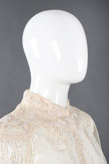 Recess Los Angeles Vintage Giorgio Sant'Angelo Bead Fringe Mesh Lace Blouse