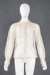 Recess Los Angeles Vintage Giorgio Sant'Angelo Bead Fringe Mesh Lace Blouse