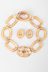 Recess Los Angeles Vintage Givenchy Gold Crystal Oval Collar Choker Necklace & Earring Set