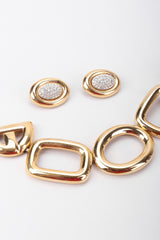 Recess Los Angeles Vintage Givenchy Gold Crystal Oval Collar Choker Necklace & Earring Set