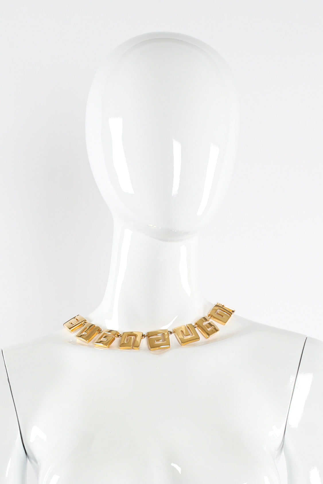 Vintage Givenchy G Logo Link Necklace mannequin front choker style @ Recess LA