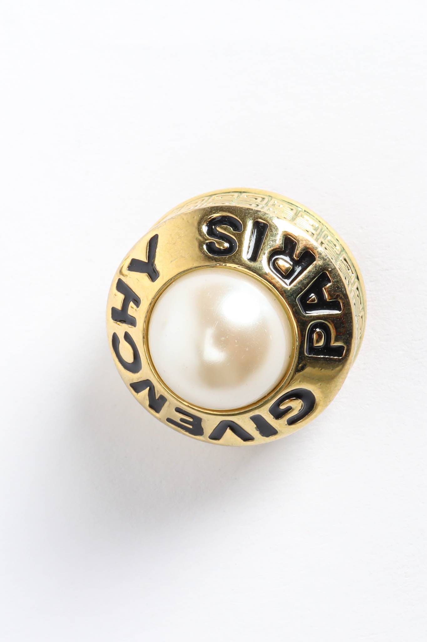 Vintage Givenchy Pearl Button Earrings pearl detail @ Recess Los Angeles